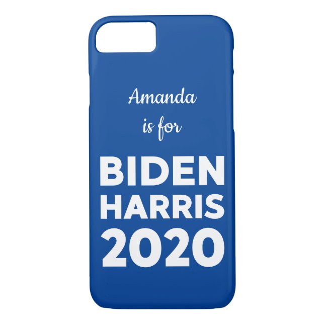 Custom Name is for Biden Harris 2020 on blue Case-Mate iPhone Case (Back)