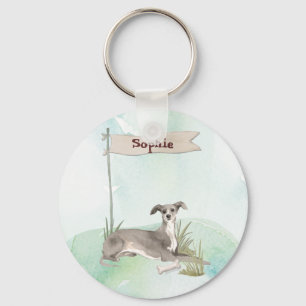 Custom Name Italian Greyhound Pet Dog Keychain