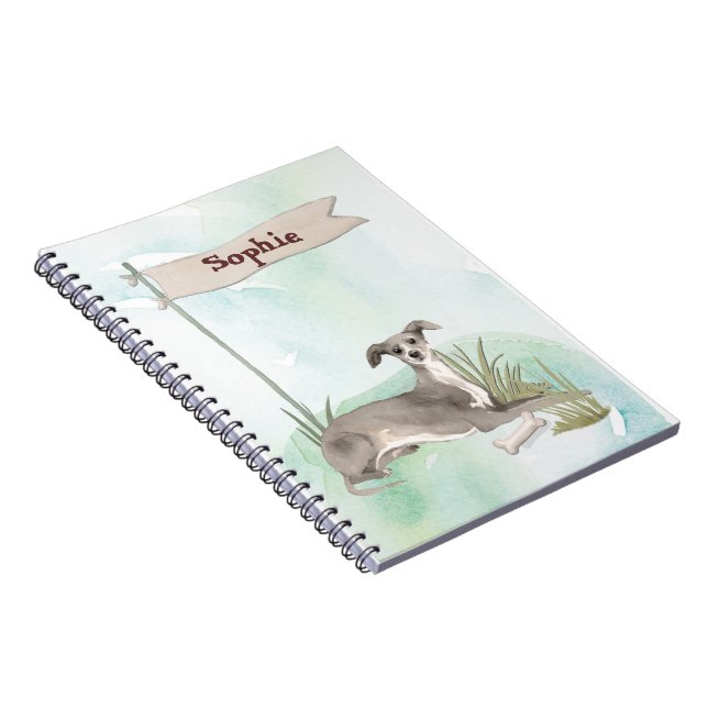 Custom Name Italian Greyhound Pet Dog Notebook (Right Side)