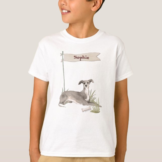 Custom Name Italian Greyhound Pet Dog T-Shirt (Front)