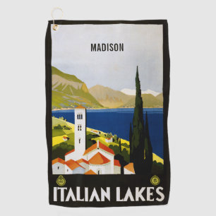 Custom name Italian Lakes Vintage Travel Golf Towel