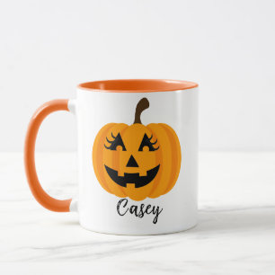Custom Name Jack O' Lantern Girly Mug