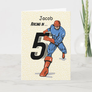 Custom Name, Jacob, 5th Birthday Superhero Card