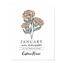 Custom Name January Birth Flower Garden Inspired 