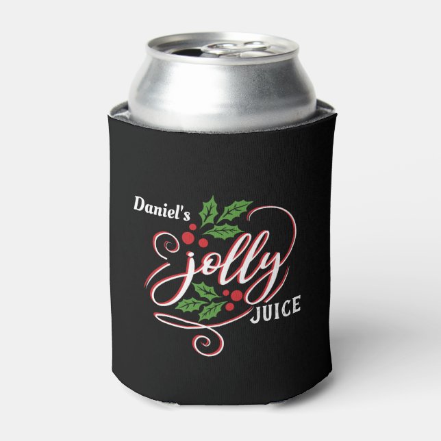 Custom Name Jolly Juice Christmas Cheer Beer Can Cooler (Can Front)