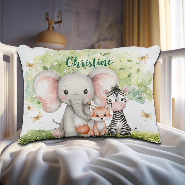 Custom Name Jungle Animals Dragonfly Accent Pillow (Creator Uploaded)