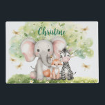 Custom Name Jungle Animals Dragonfly Laminated Place Mat<br><div class="desc">Introducing our Custom Name Jungle Animals Dragonflies placemat! With baby jungle animals,  a green tree and drangonflies,  this placemat is both fun and playful and brings charm and enchantment to any room!</div>