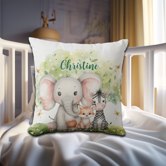 Custom Name Jungle Animals Dragonfly Throw Pillow (Creator Uploaded)