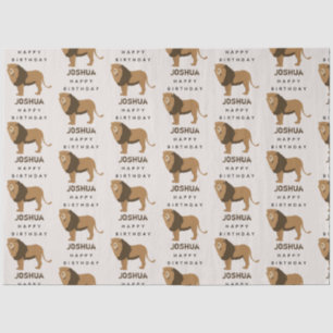 Custom Name Jungle Lion Animal Birthday  Tissue Paper