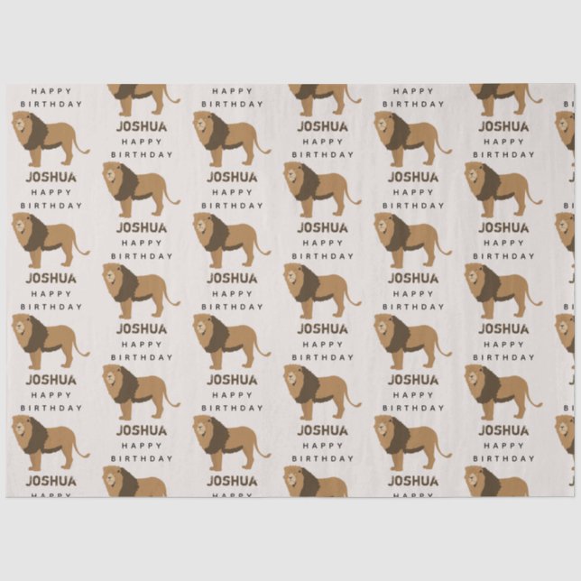 Custom Name Jungle Lion Animal Birthday  Tissue Paper (Front)