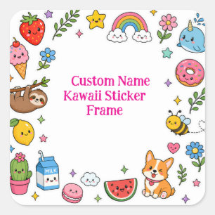 Custom Name Kawaii Sticker Frame