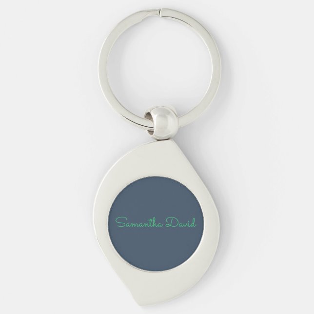 Custom Name Keychain – Mint Green & Dark Grey (Front)