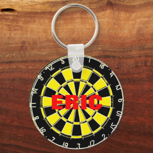Custom name keychain with dart board design