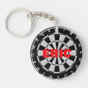 Custom name keychain with dart board design