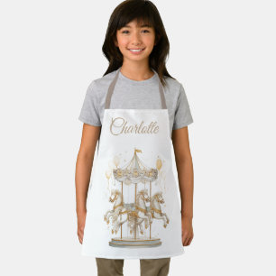 Custom Name Kids Apron Carousel Magic