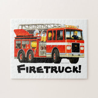 Custom Name Kid's Fire Truck Jigsaw Jigsaw Puzzle