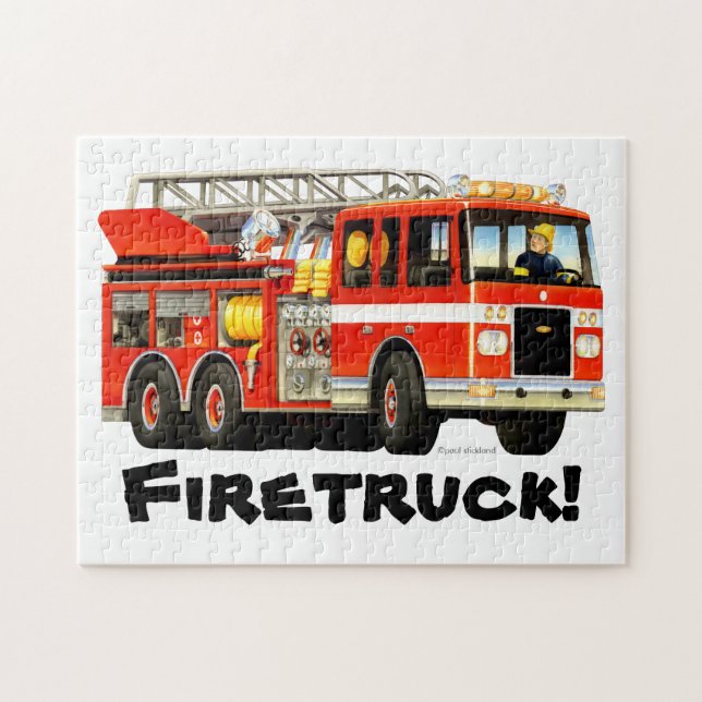 Custom Name Kid's Fire Truck Jigsaw Jigsaw Puzzle (Horizontal)