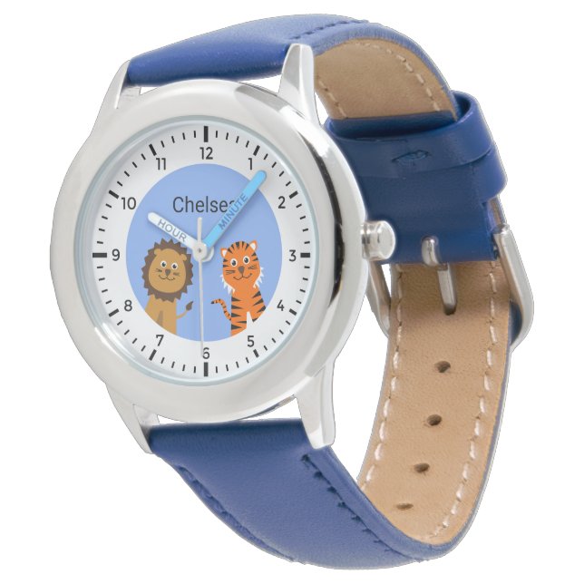 Custom name kids lion tiger watch (Angled)