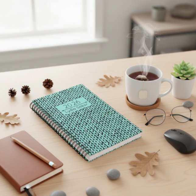 Custom Name Knit Turquoise Planner (Créateur téléchargé)