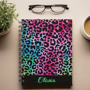 Custom Name l Colourful Rainbow Neon Monogrammed Notebook