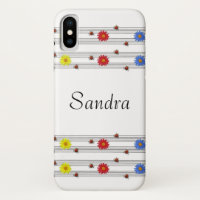 Custom Name Ladybugs Music Notes iPhone X Case