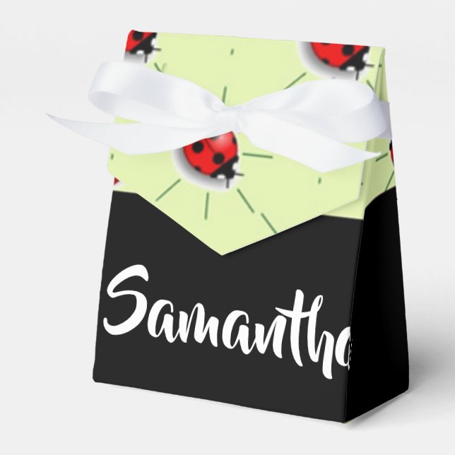 Custom name ladybugs pattern favor box (Front Side)