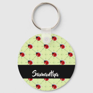 Custom name ladybugs pattern keychain
