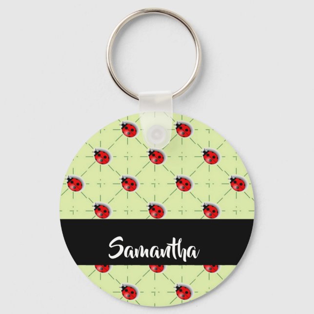 Custom name ladybugs pattern keychain (Front)