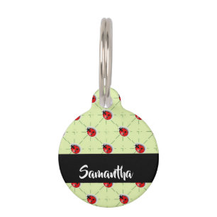 Custom name ladybugs pattern pet tag