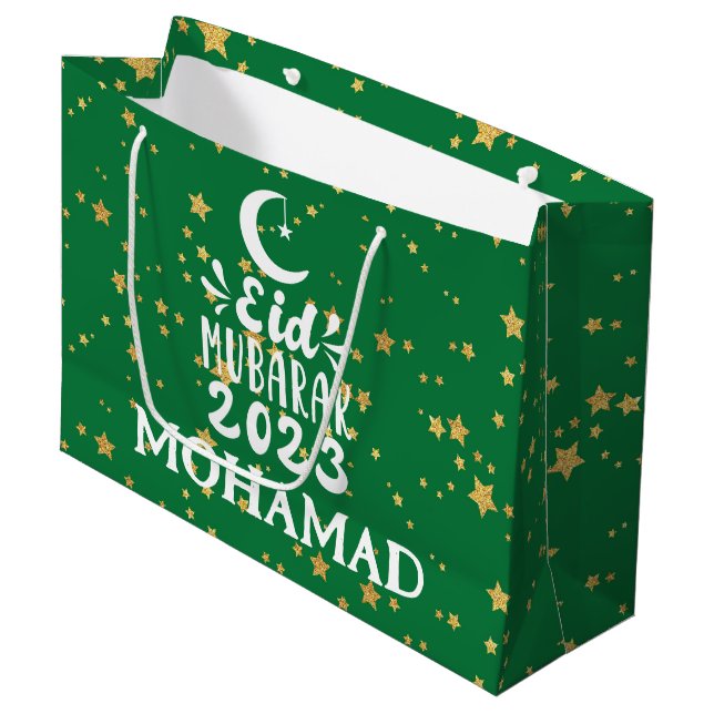 Custom Name Large Eid 2023 Gift Bag (Front Angled)