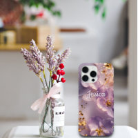 Custom Name Lavender Floral Gold Personalized