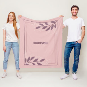 Custom Name Leafy Frame Fleece Blanket