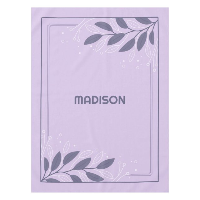 Custom Name Leafy Frame Tablecloth (Front)