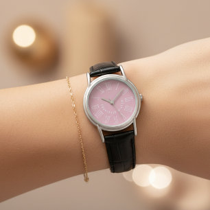 Custom Name Leather Watch Pink Gift for Her or Mom
