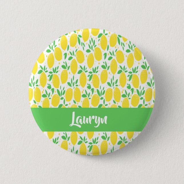 Custom name lemon pattern 2 inch round button (Front)
