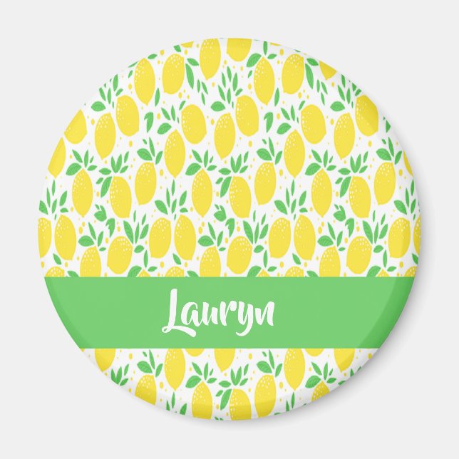 Custom name lemon pattern magnet (Front)