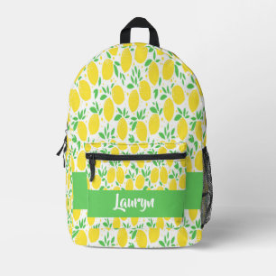 Custom name lemon pattern printed backpack
