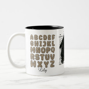 Custom Name Leopard Alphabet Two-Tone Coffee Mug