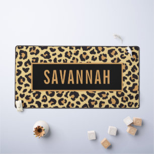 Custom Name Leopard Animal Print Pattern Classic Desk Mat