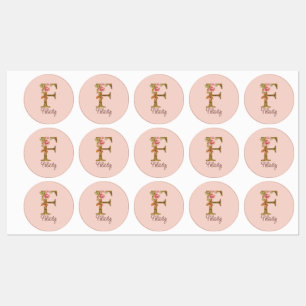 Custom Name Letter F Gold Foil Blush Pink Roses
