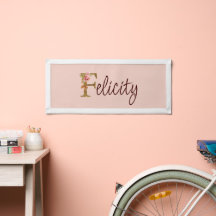 Custom Name Letter F Gold Foil Blush Pink Roses