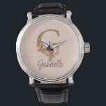 Custom Name Letter G Gold Foil Blush Pink Roses Watch<br><div class="desc">Custom Name Letter G Gold Foil Blush Pink Roses design blends timeless floral elegance with shimmering gold—perfect for romantic expressions,  soft feminine style,  personalized name keepsakes,  and customized party favours. Click 'Personalize' to add your name or a loved one’s.</div>