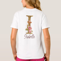 Custom Name Letter I Gold Foil Blush Pink Roses