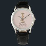 Custom Name Letter I Gold Foil Blush Pink Roses Watch<br><div class="desc">Custom Name Letter I Gold Foil Blush Pink Roses design features a graceful floral monogram with golden shimmer—perfect for romantic gifting,  soft feminine touches,  and elegant name personalization. Click 'Personalize' to add your name or a loved one’s.</div>