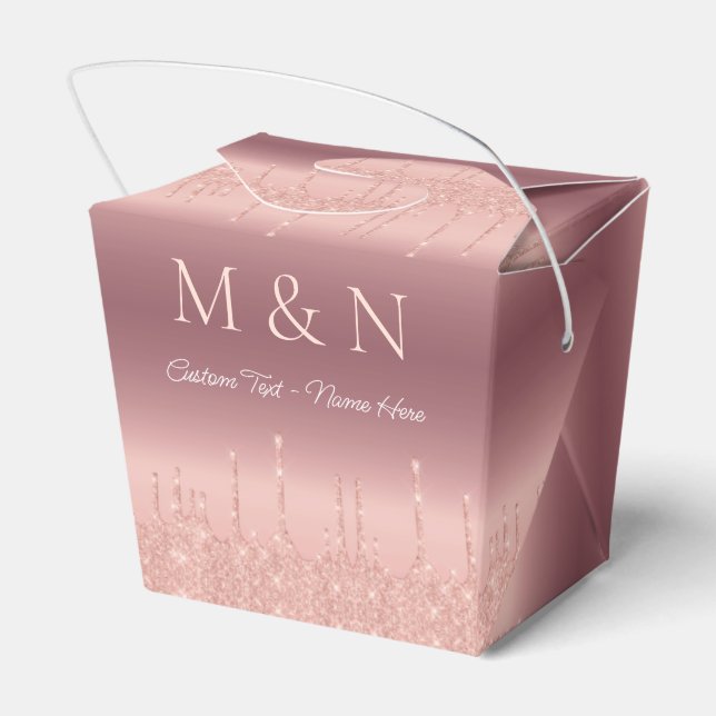 Custom Name Letter Rose Gold Wedding Favour Box (Back Side)
