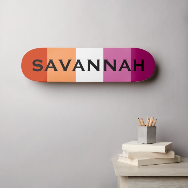 Custom Name LGBTQ Rainbow Lesbian Pride Flag Skateboard (Wall Art (Horz))