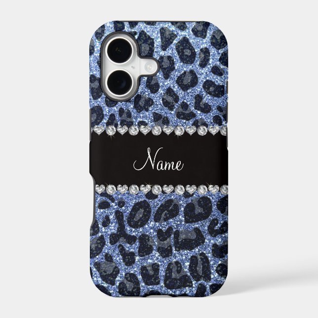 Custom name light blue glitter leopard print (Back)