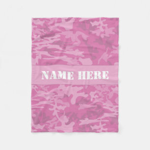 Custom Name Light Pink Camo Pattern Throw Blanket
