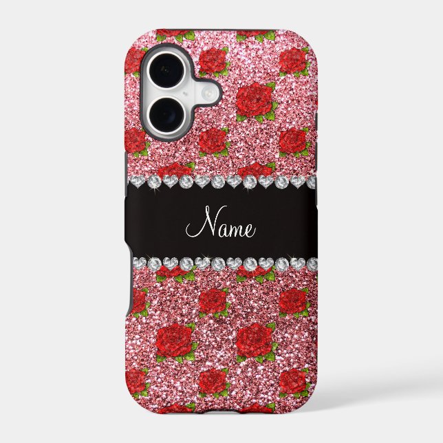 Custom name light pink glitter roses (Back)