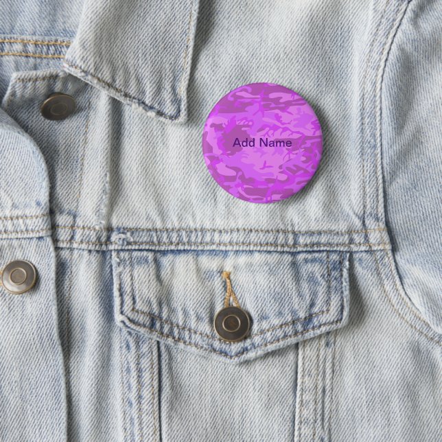 Custom Name Light Purple Camouflage 2 Inch Round Button (In Situ)